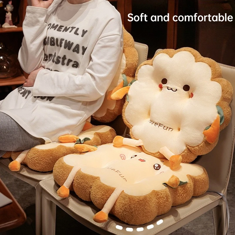 Thick Toast Cushion for Office Chair All-Season Long Sitting Cute Car Seat Buttocks Support Soft Cushion Seat Accessories
