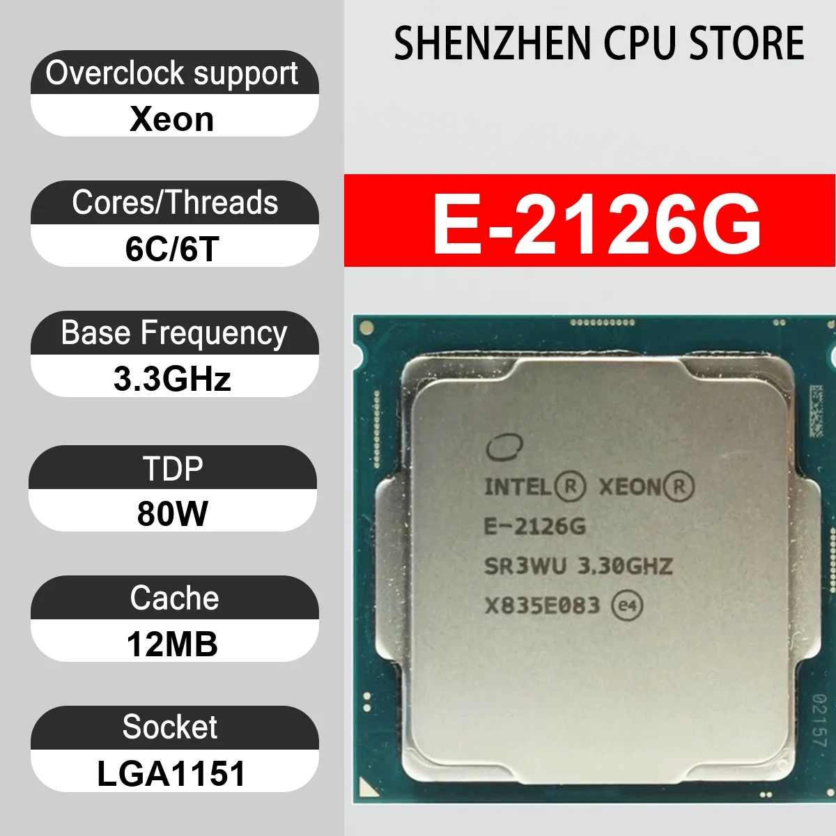 Intel Xeon E-2126G 6 Core 6 Thread 3.3GHz 80W 12MB Cache 14nm LGA1151 SR3WU DDR4 2666 MHz Coffee Lake E UHD Graphics P630