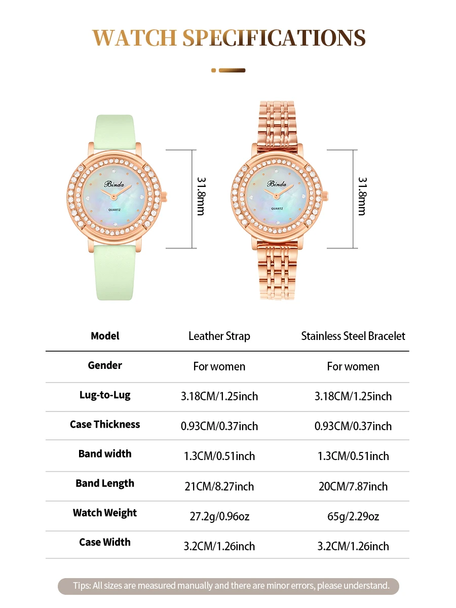 Binda Original Diamond Dial Women's Quartz Watch, Elegant Fashion Design with Steel  Strap