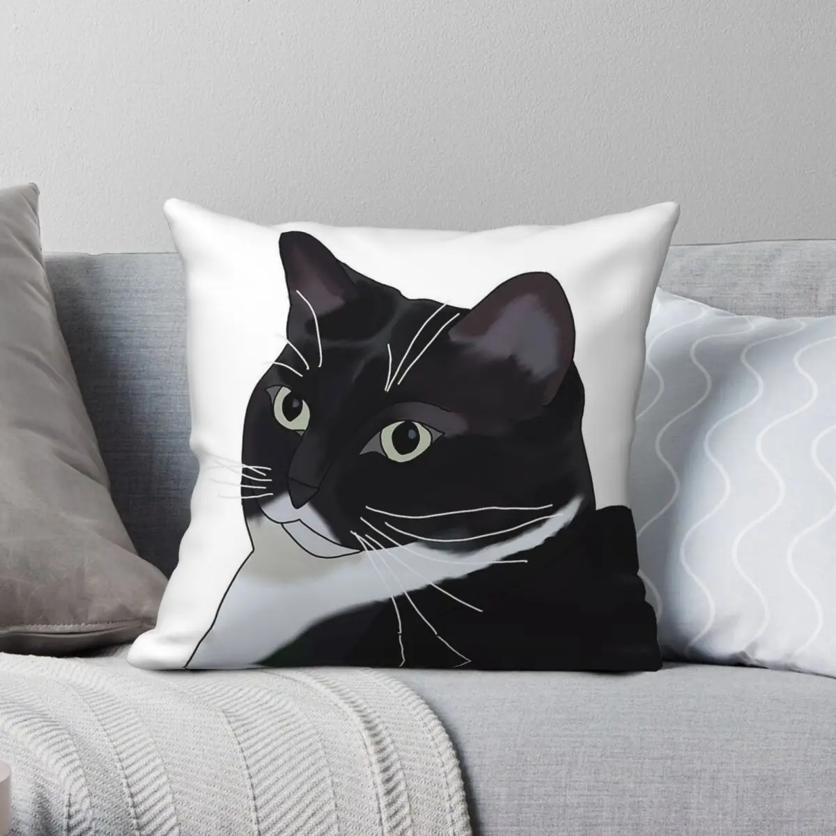 

Judgmental Kitty Cat Pillowcase Polyester Printed Zip Decor Sofa Cushion Cover