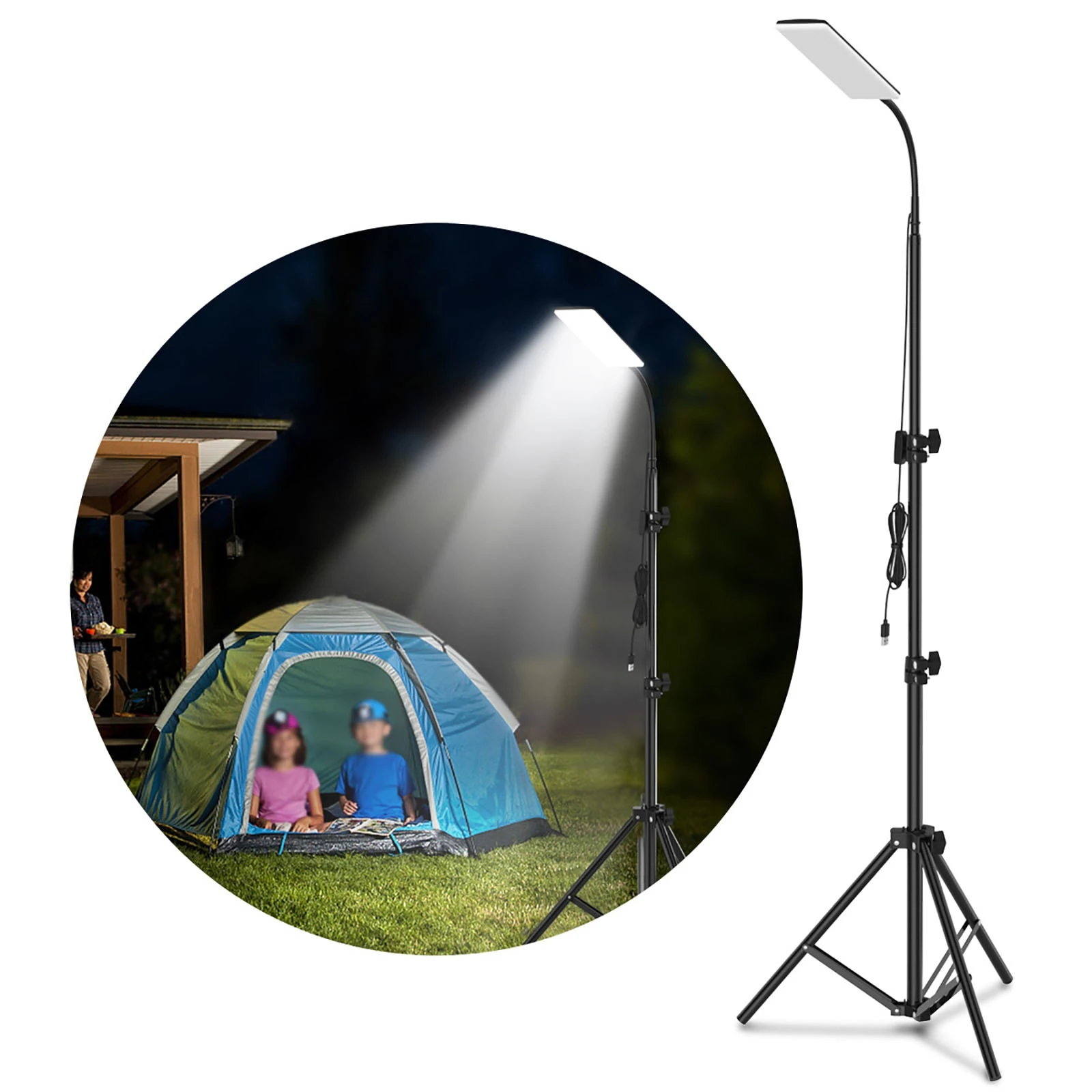 Imagem -06 - Leds Portátil de 360 Graus Ajustável Acampamento ao ar Livre Luz com 1.8m Tripé Acampamento Trabalho Fotografia Suporte Luz Preenchimento 84