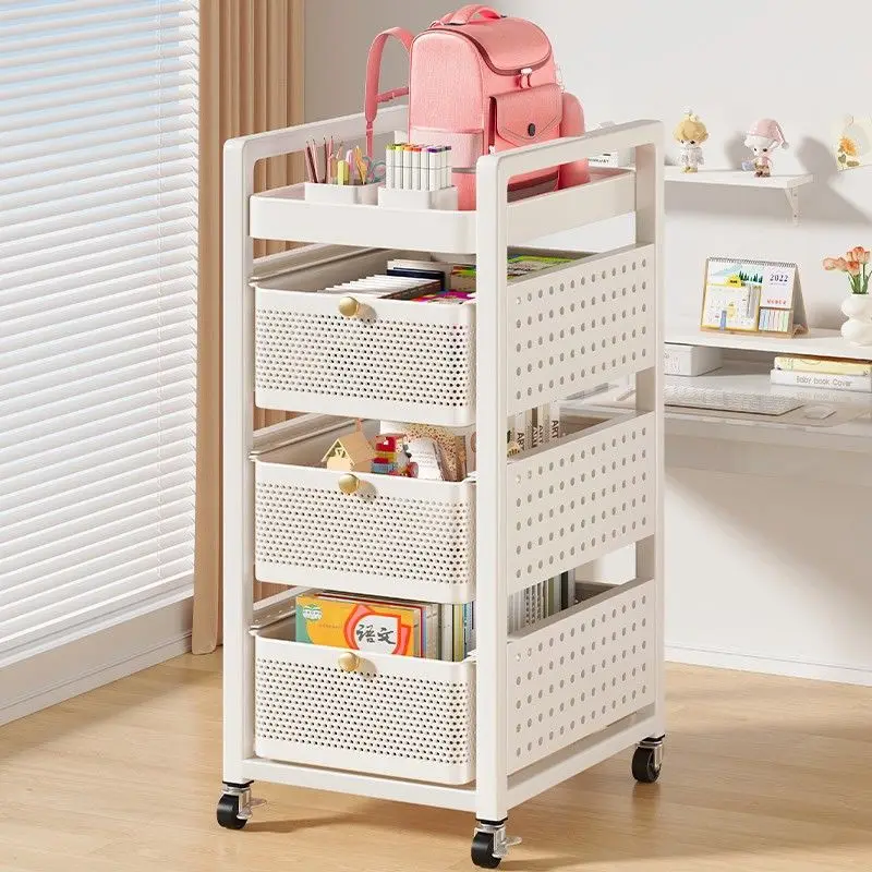 

Carbon steel schoolbag rack, movable trolley,multi-layer schoolbag under the table with pulley artifact