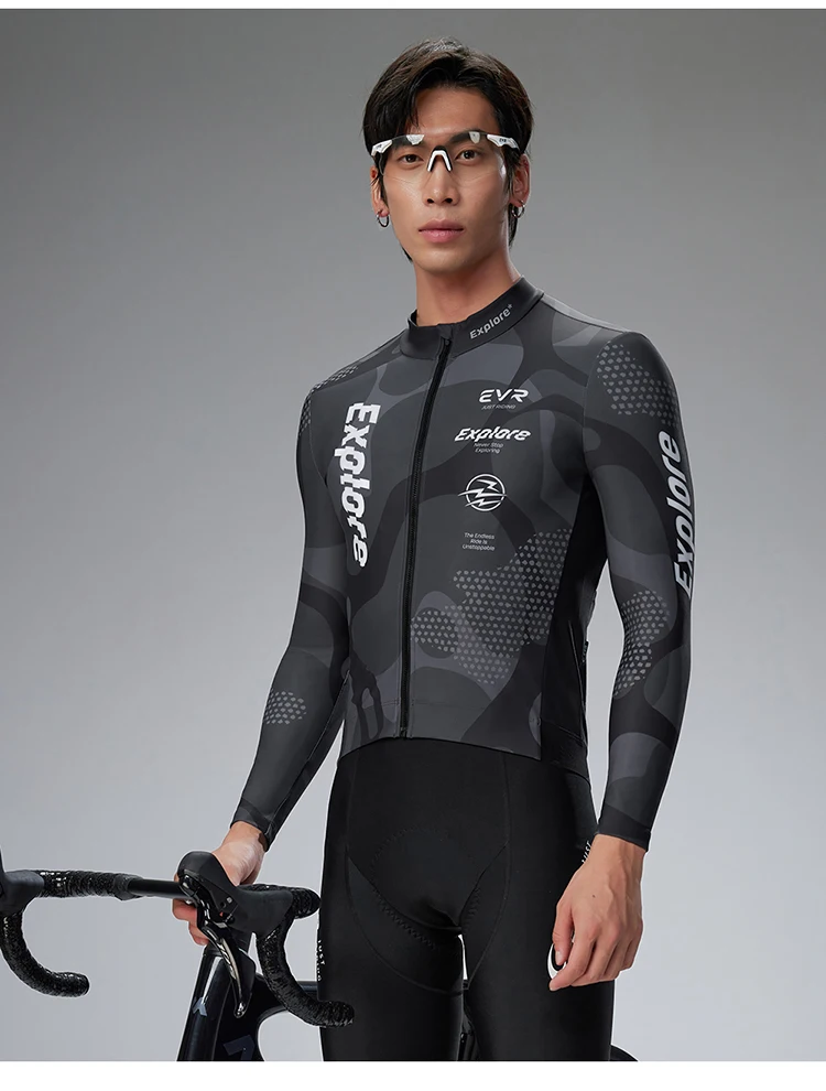 EVR Pro Herren Winter Fleece Fahrradtrikot Thermisch Winddicht Langarm Fahrradjacke Warme Rennrad MTB Fahrradbekleidung – Detail 19