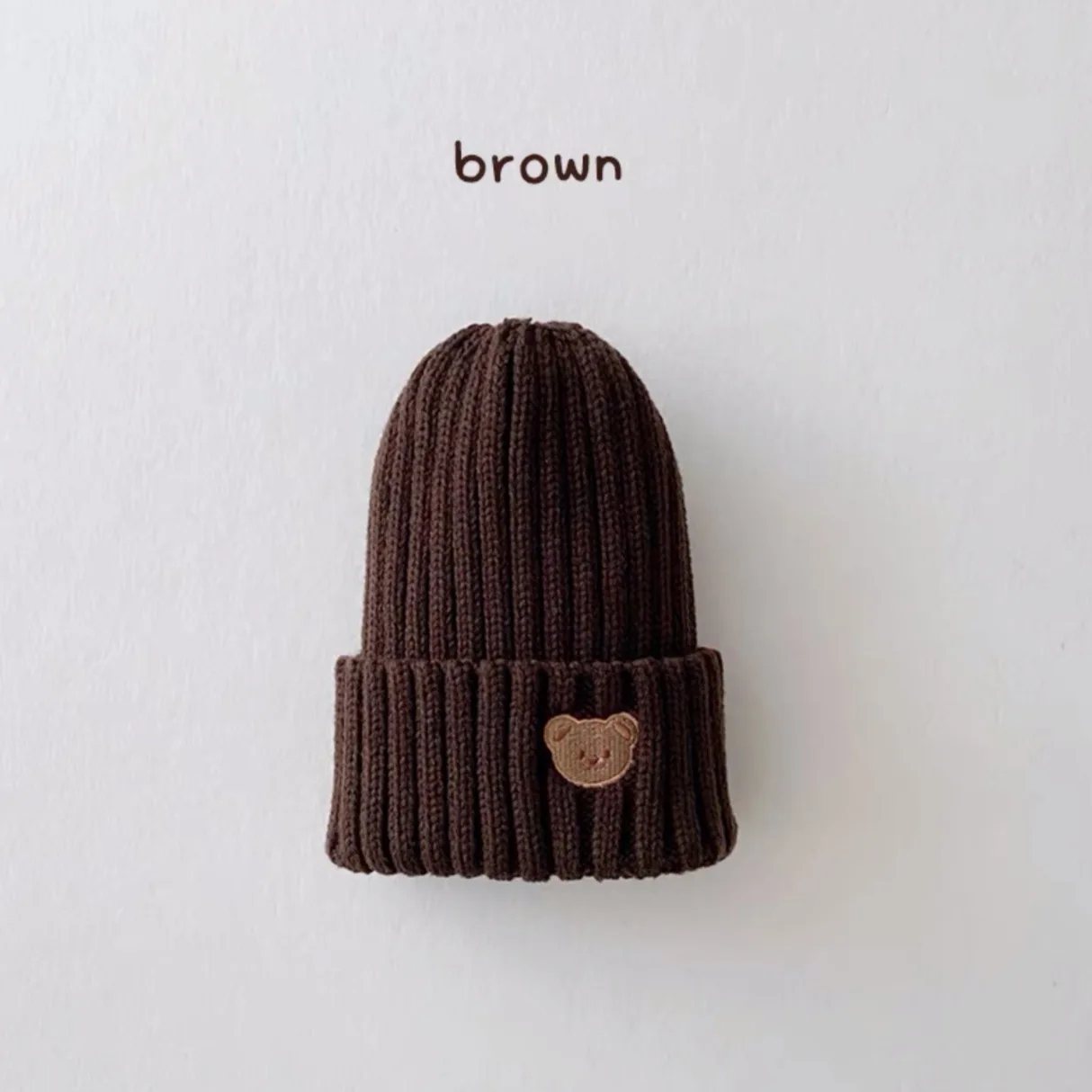 Embroidery Kids Girls Boys Beanies Caps Warm Soft Casual Autumn Winter Solid Color Baby Knitted Hats Cute Bear Hats for Children