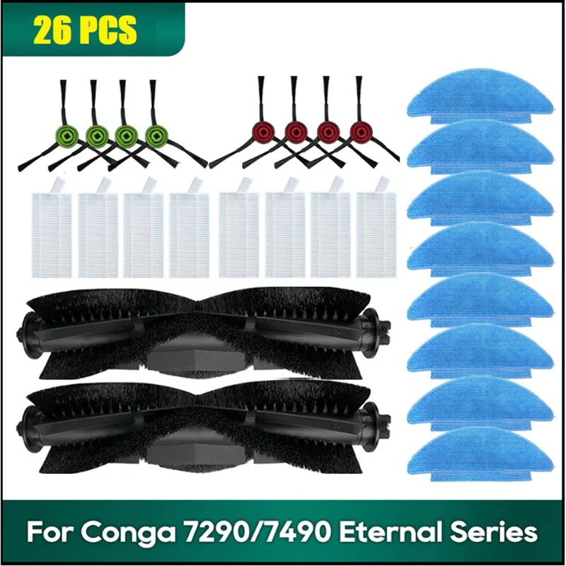 

Набор сменных деталей для робота-пылесоса Cecotec Conga 7490 / 7290 Eternal X-Treme, основная боковая щетка, фильтр НЕРА, насадка на швабру, 26 шт.