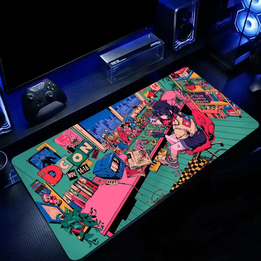 

Trendy Anime Girl Illustration Design large Mouse Pad Desk Mat Non-Slip Stitched Edge office mat Gaming pad Computer mouse pads