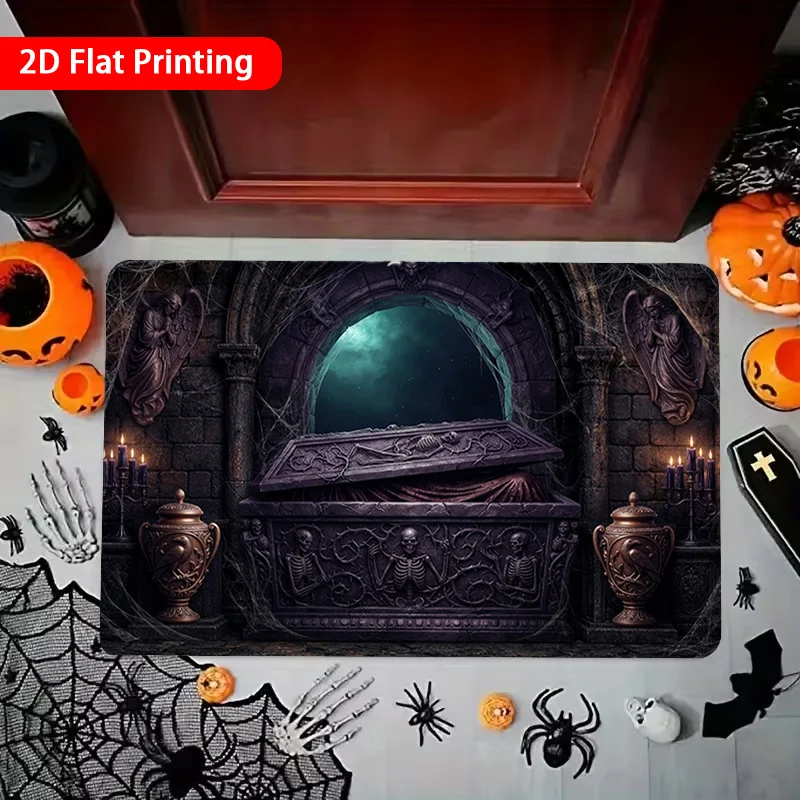 Tombstone 3D Illusion Pattern Doormat Non Slip Entrance Mat Indoor Outdoor Floor Mat Decor