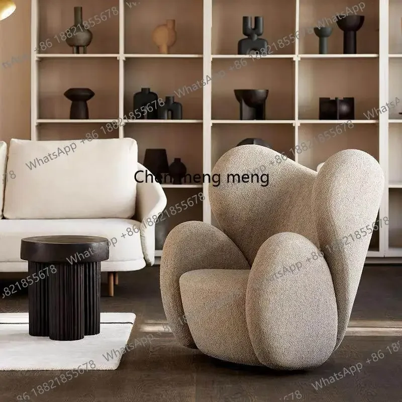 New arrive Nordic simple fabric single sofa chair designer lambswool fabric sofa simple modern upholstery chair