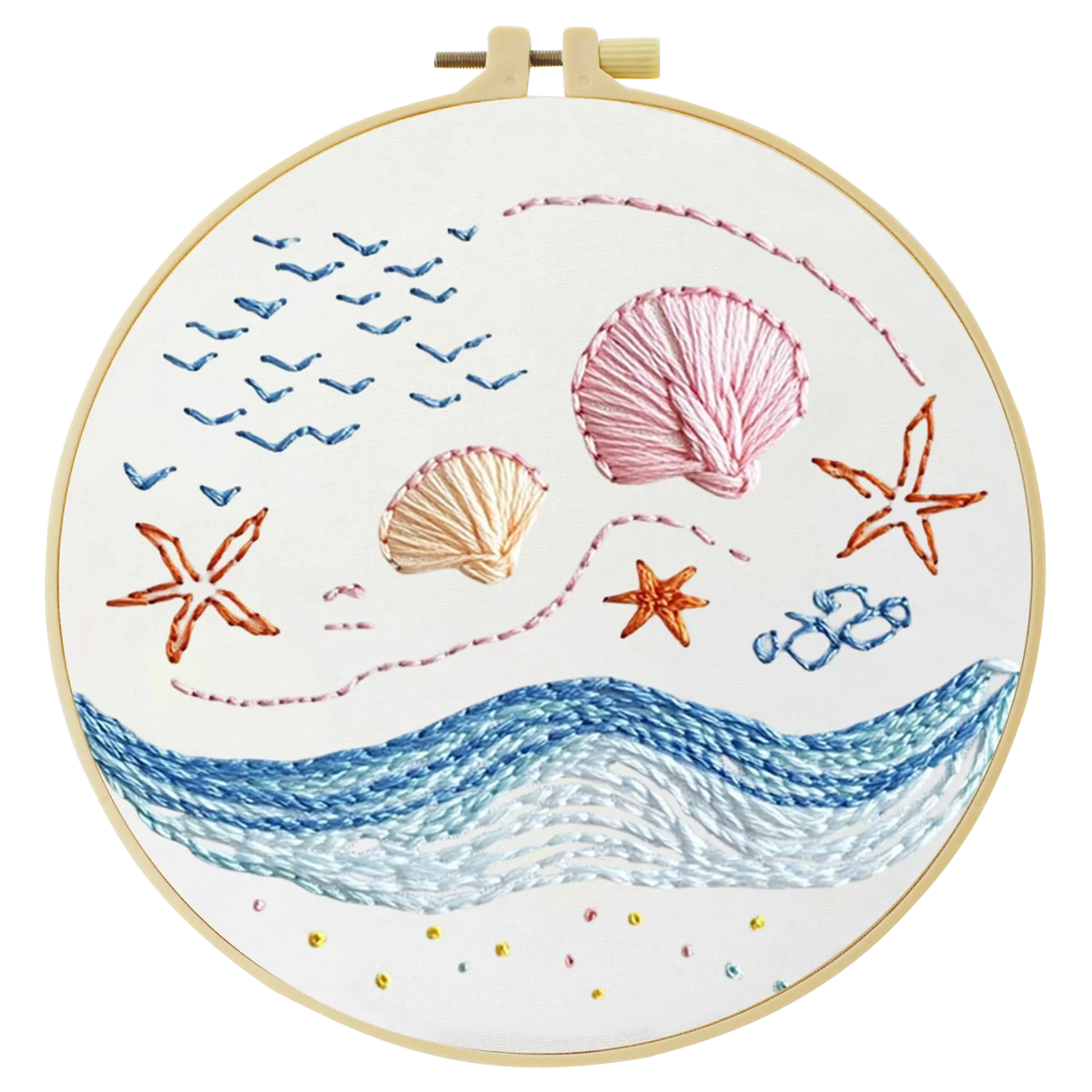 1 Stück 20X20CM/15X15CM 7,87/6,3 Zoll Meeresmotiv-Stickerei-Starter-Kit DIY-Kit DIY-Stickerei-Set Handarbeiten Nähkunst-Set für Anfänger – Detail 5