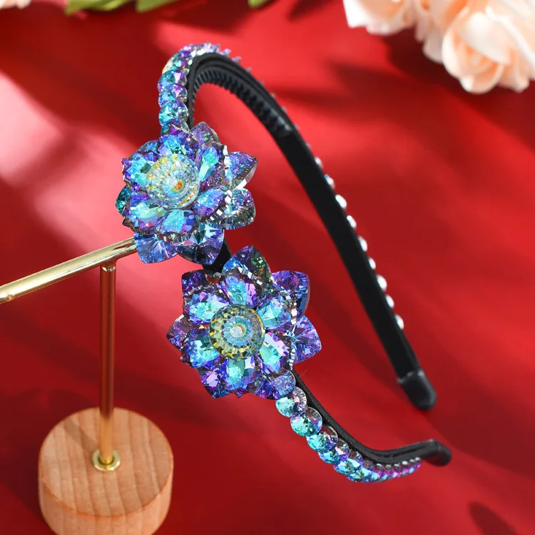 Austrian crystal flower hair hoop headband hairpin hair tire pressure diamond hair adult antiskid toothed contracted