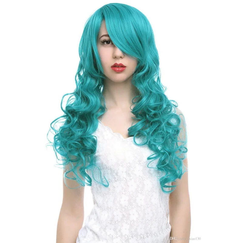 

Sailor Moon Kaiou Michiru Neptune Long Curly Wavy Green Cosplay Wigs Women Hair