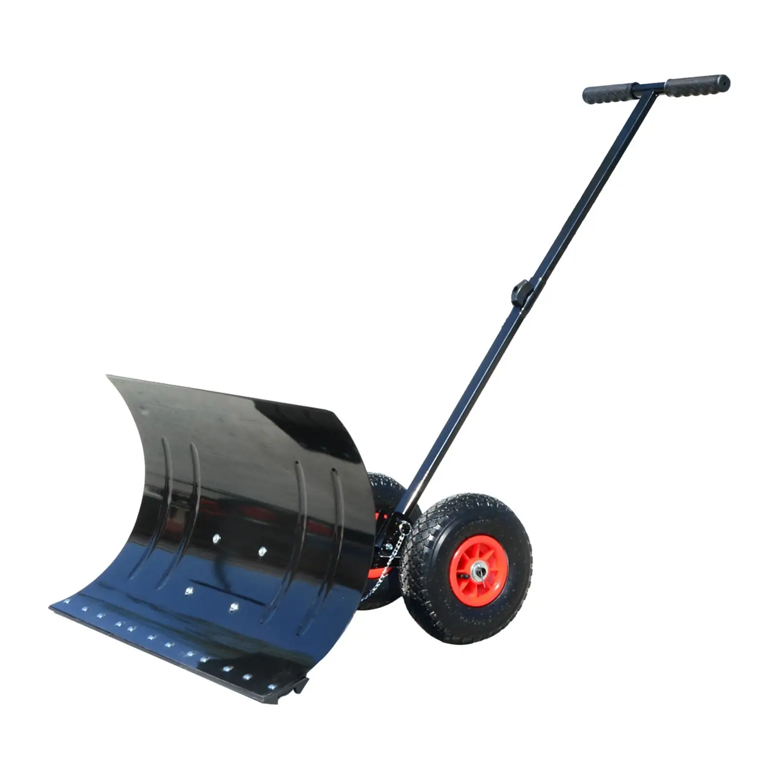 Wheeled Snow Shovel Pusher Metal Winter Snow Pusher for Park Sidewalk Deck