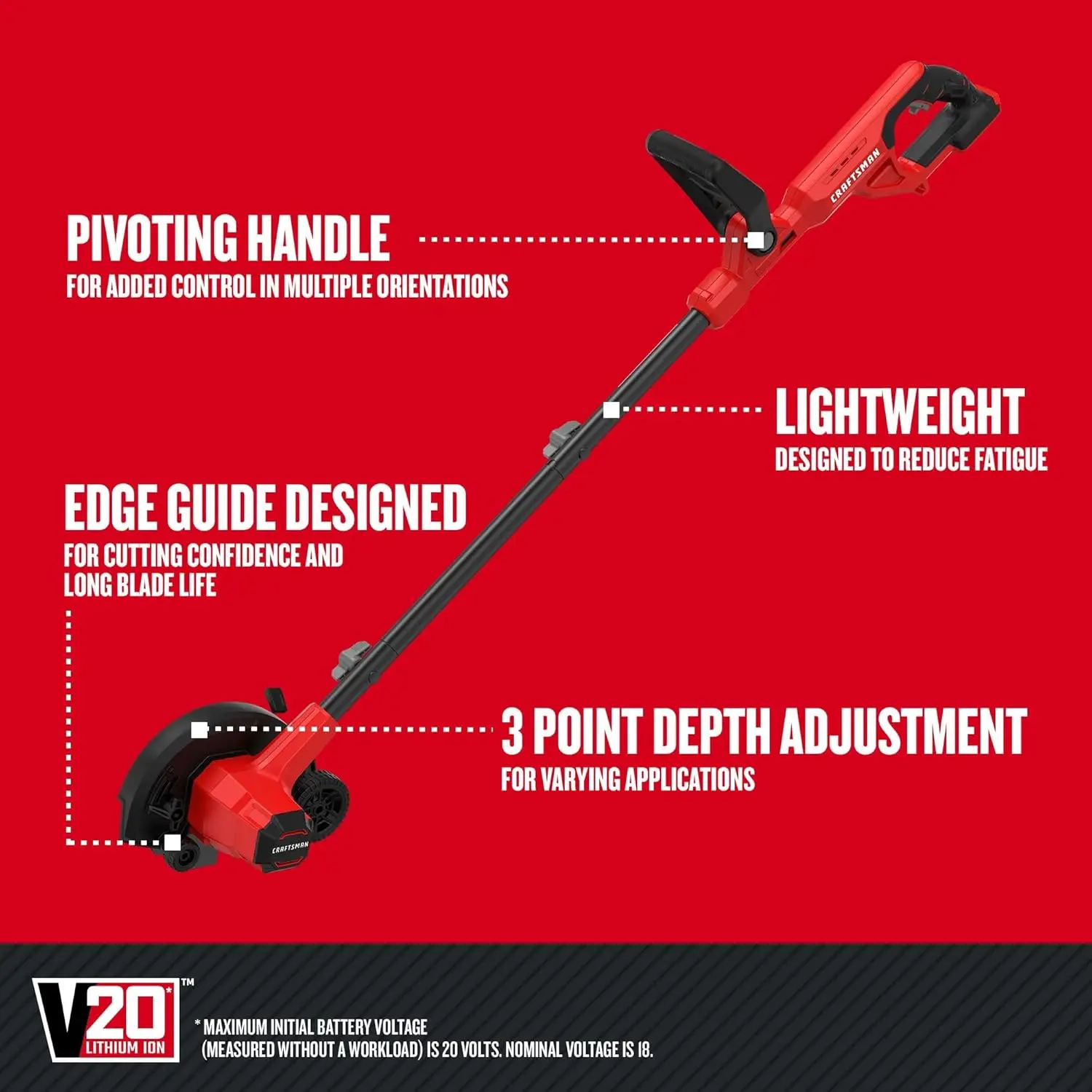 20V Edger Lawn Tool, Cordless Trencher, Bare Tool Only (CMCED400B)