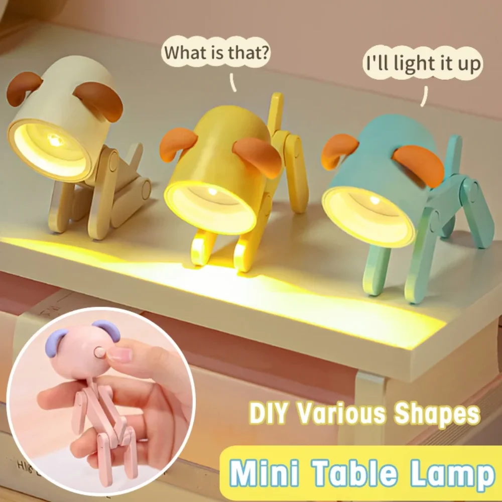 

Cute Pet Night Light Mini Dog Deer Folding Table Lamps Study Book Lights Decoration Desk Lamps Bedroom Student Gift