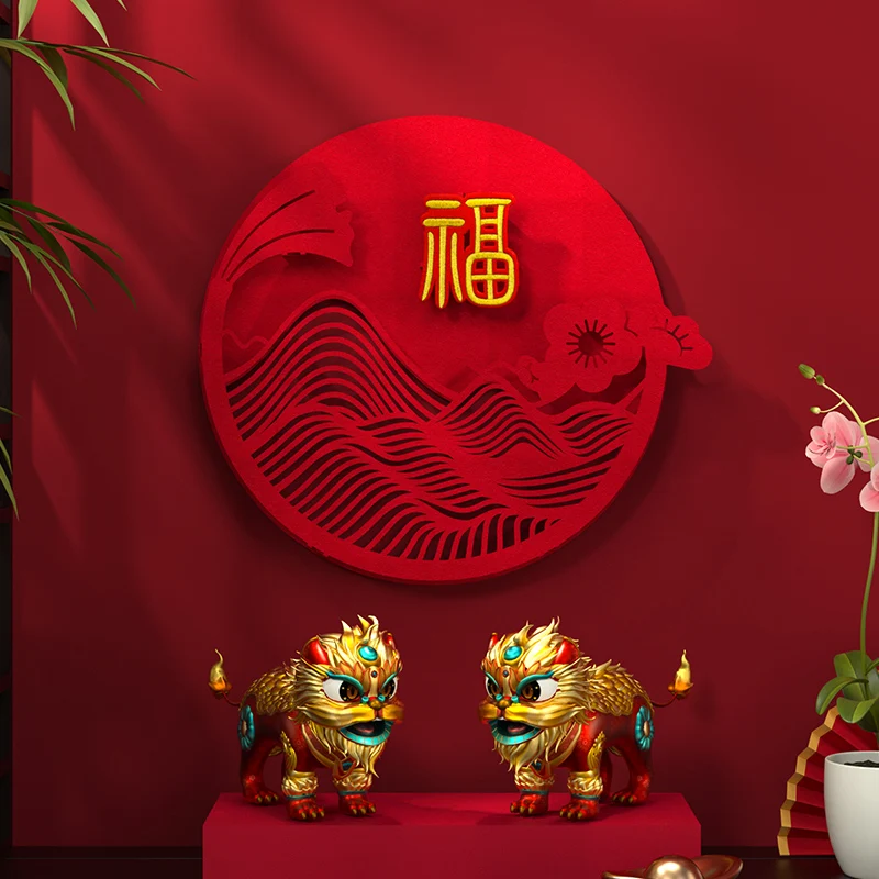 Decorate the New Year atmosphere with auspicious characters and stick self-adhesive gold foil window decorations on the door