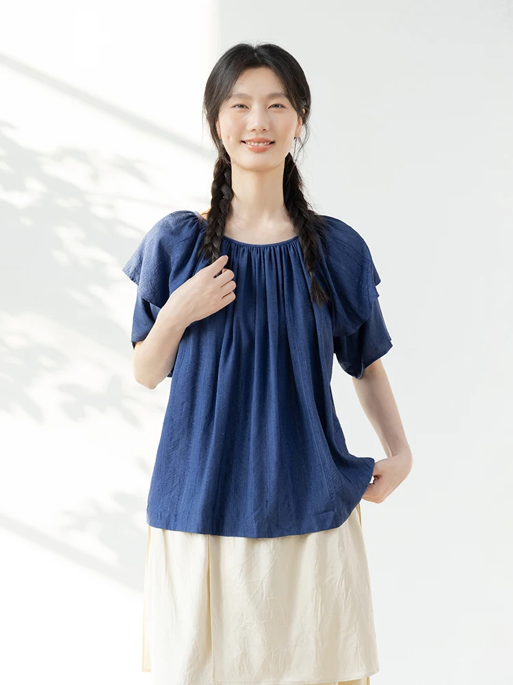 

Новая коллекция Le: 100% шелковая синяя летняя женская футболка с капюшоном и коротким рукавом, удобная и дышащая