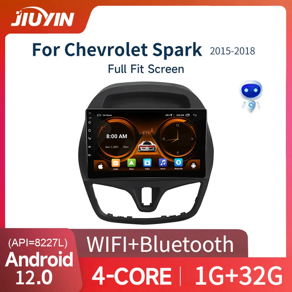 

JIUYIN Android 12 for Chevrolet Spark Beat 2015-2020 Car Radio Stereo Display Multimedia Video Player Navigation 2 din Audio