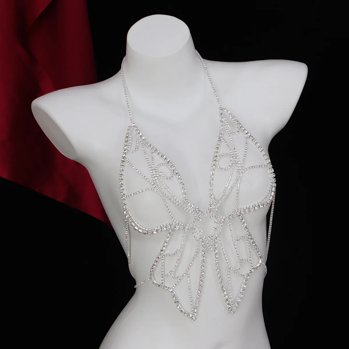 Fashionable Hanging Neck Exaggerated Style Large Butterfly Pattern Chest Chain Nightclub Ladies' Body Chain