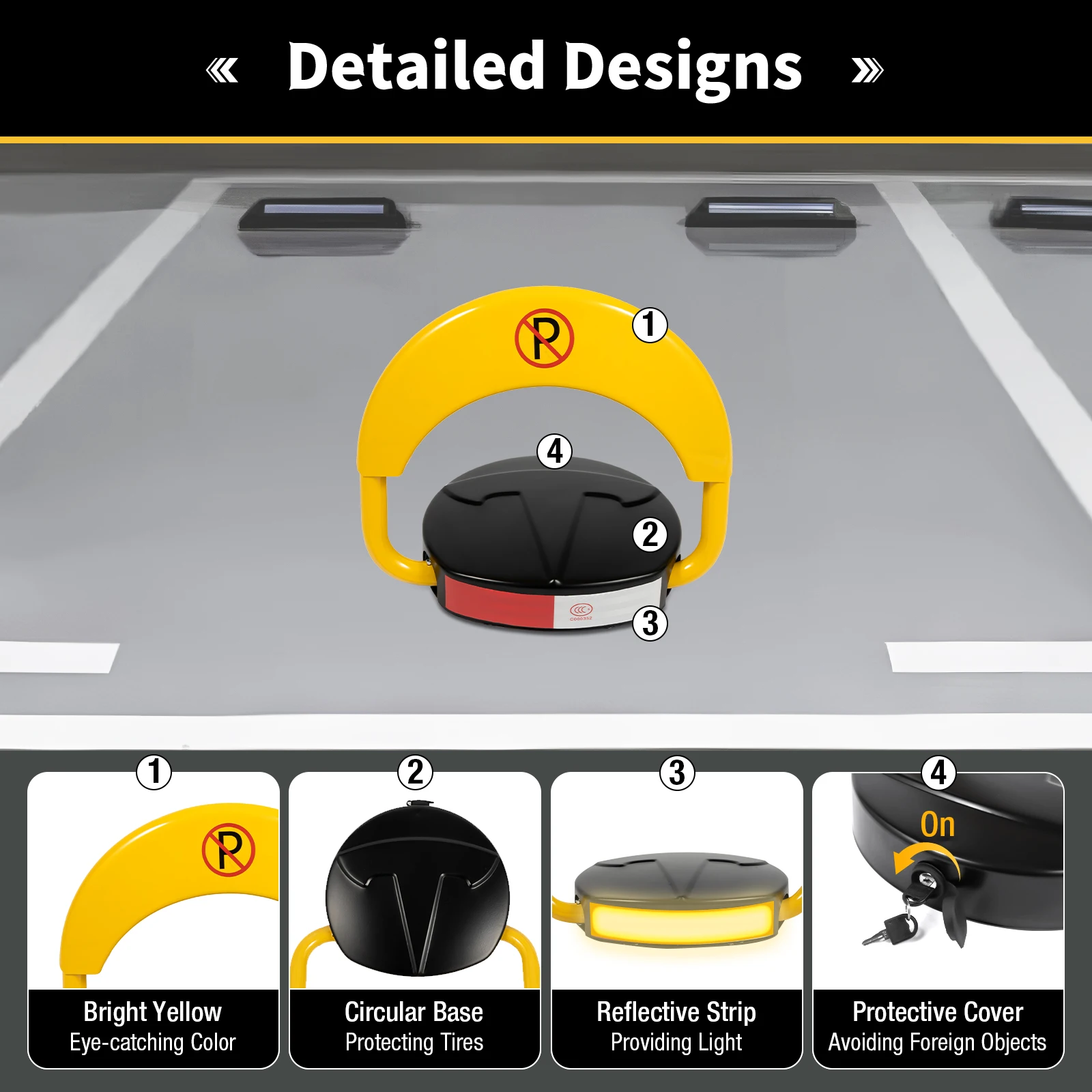 

Remote Control Parking Lock (Circular New Shell Small Motor Without Battery) with Reflective Strip