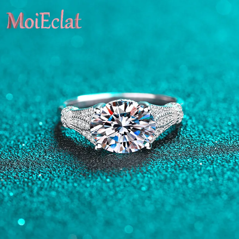 خواتم نسائية فاخرة من البلاتين Pt950 ، بيضة الحمام المبهرة 3 قيراط مويسانيتي خاتم الماس البيضاوي مجوهرات الزفاف هدية عيد ميلاد