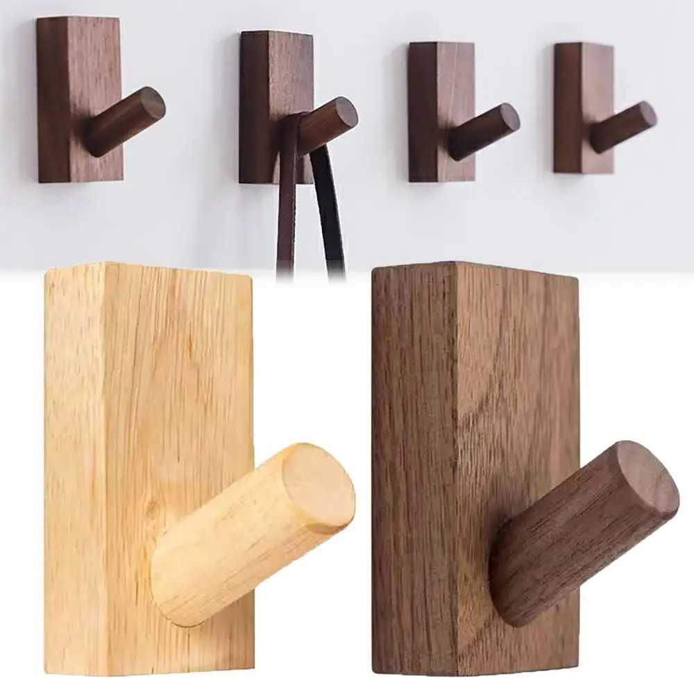 Durable Wood Wall Hook With Adhesive Sturdy Clothes Hanger Rag Hook