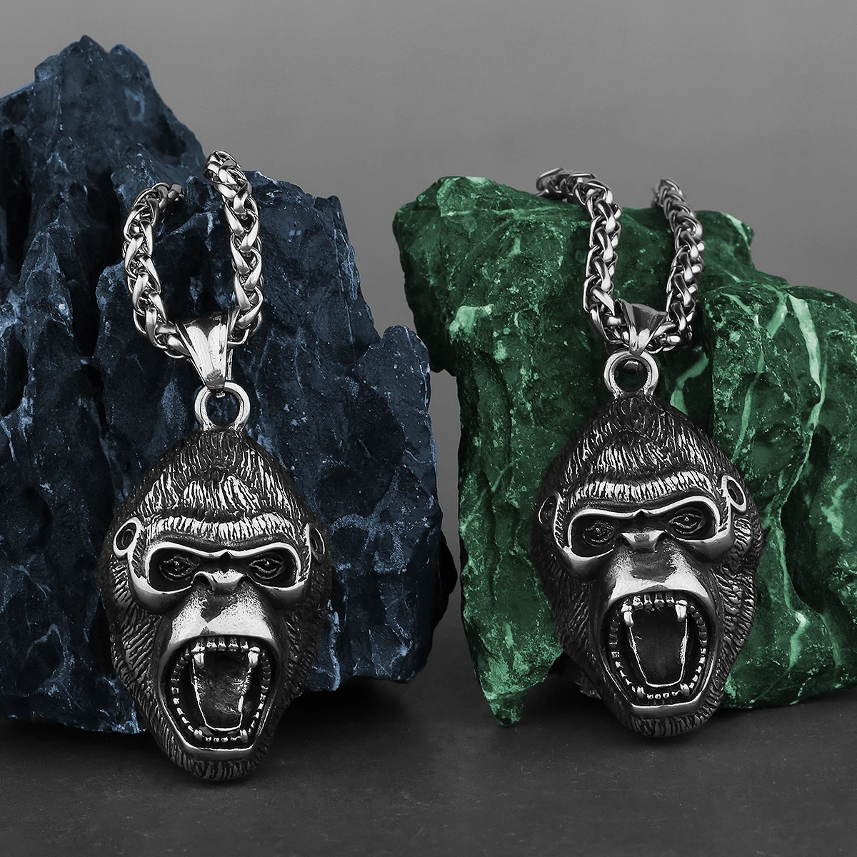 Stal nierdzewna Retro Gorilla Fashion Punk Gothic Mężczyźni i kobiety Wisiorek Sweter Łańcuch Wszechstronny Prezent Imprezowy Hurtownia