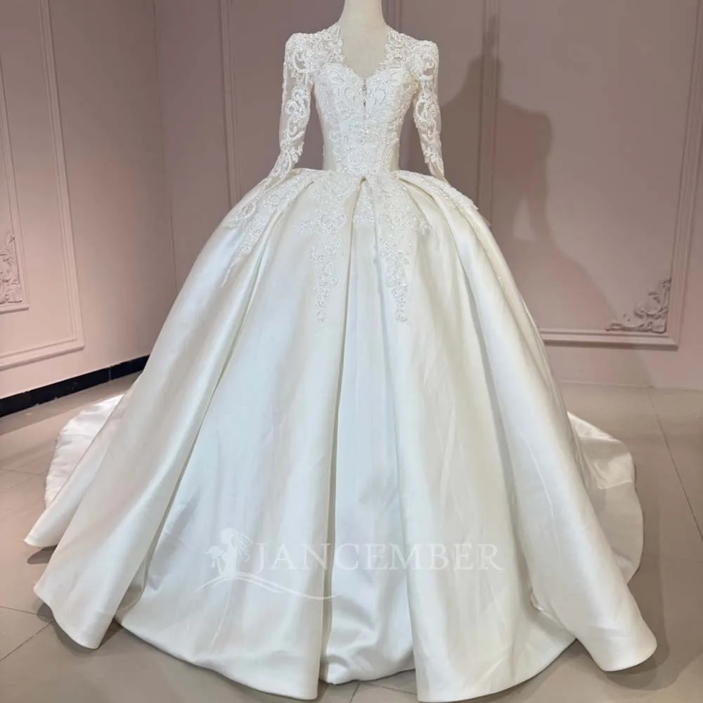 Customized New Design Bohemian Wedding Dresses Long Sleeves Beading Lace Princess Bride Gowns Vestidos De Novia