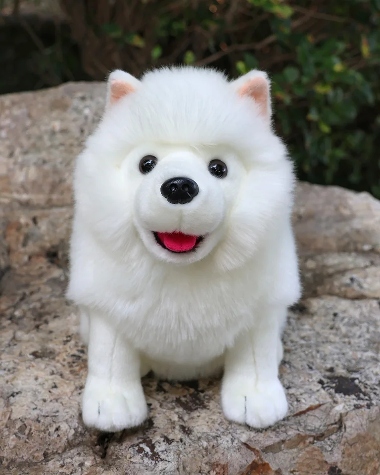 28 センチメートルリアルなサモエドぬいぐるみかわいいリアルな白い犬