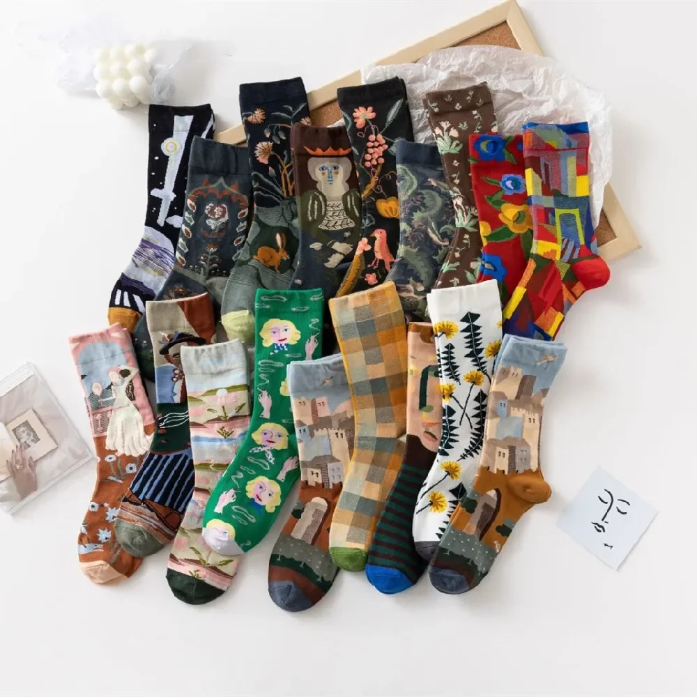 2023 New Colorful Cartoon Creative Fashion Vine Graffiti Novelty Men Women Socks Winter Warm Comfortable Cotton Socks Dropship