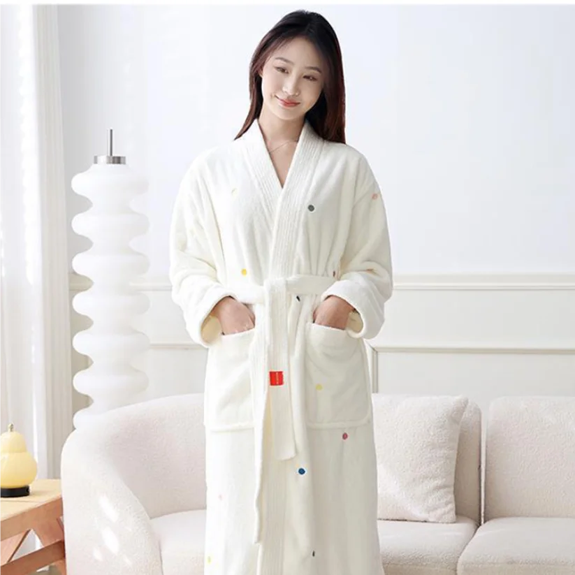 Accappatoio da donna nuovo stile autunno e inverno accappatoio in pile corallo pigiama da coppia set sveglia yukata
