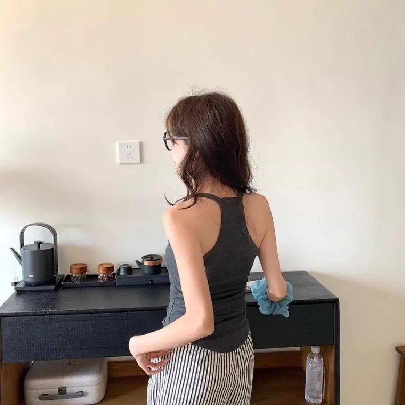 Sanrio Kawaii Kitty Printing Women's Sling Vest Summer New Cultivate Yourself Thin Expose The Clavicle All-Match Sleeveless Tops