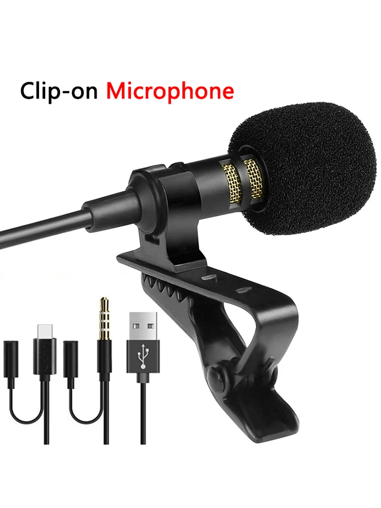 Lavalier 3.5mm Mini Microphone USB condensateur Microphone professionnel pour téléphone ordinateur portable ordinateur revers Clip-on Type C Micro micro