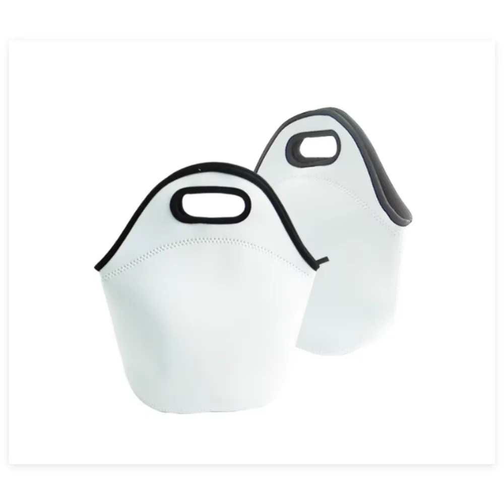 5 Pcs White Insulated Neoprene Sublimation Blank Lunch Bag DIY Print Logo Image Ideal for Picnic Tote Bag for Adults Children