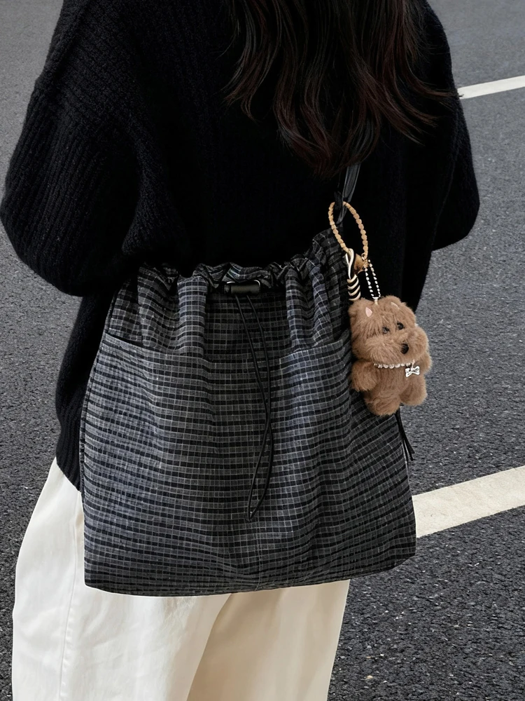 

Повседневная клетчатая сумка-тоут, женская модная универсальная сумка через плечо, осенне-зимняя сумка большой вместимости для поездок на работу