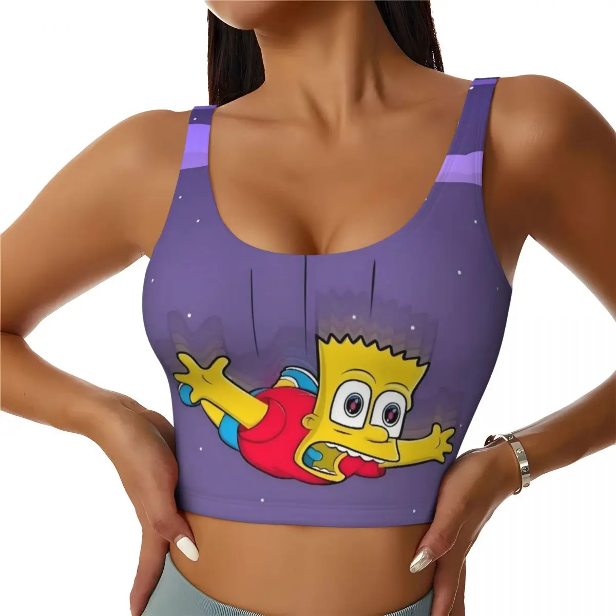 

Custom The Simpsons Cartoon Workout Crop Tank Tops Women Yoga Sports Bras