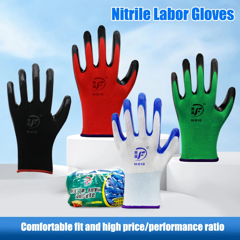 Guantes de nitrilo resistentes al desgaste, protectores de mano de obra, antideslizantes, cálidos, para jardinería y construcción, para invierno, 1 par