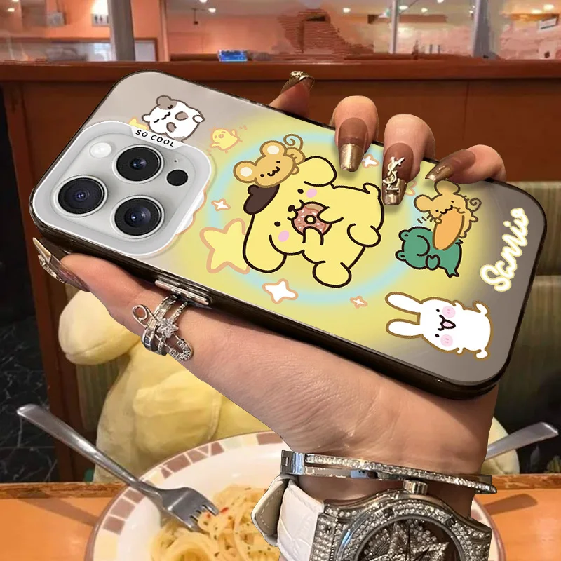 

Матовый чехол Sanrio с рисунком помпона для iPhone 17 Air 16 E 15 14 Plus 13 12 Mini 11 Pro Max Моющийся акриловый силиконовый чехол