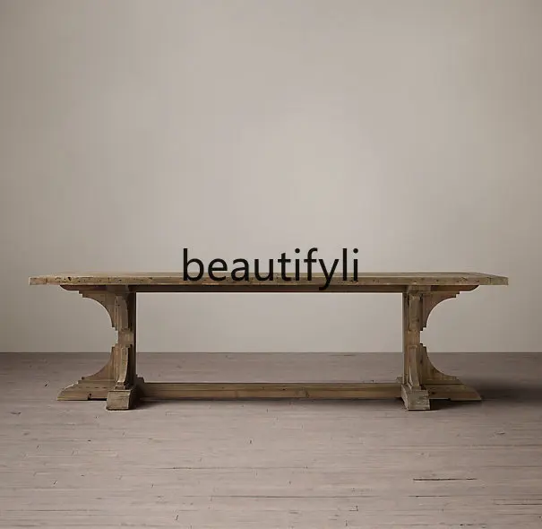 

French Country Retro Furniture British Classical Villa Tea Table American Simple Solid Wood Western Dining Table