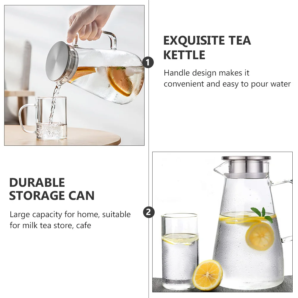 

1500 мл стеклянный чайник большой емкости, прозрачный кувшин для холодной воды, прочная ручка, практичная банка для хранения сока для домашнего молока