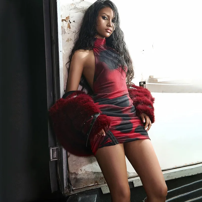 

Весна 2025: Женское облегающее трикотажное платье с высокой талией, модное, однотонное, для трансграничной торговли