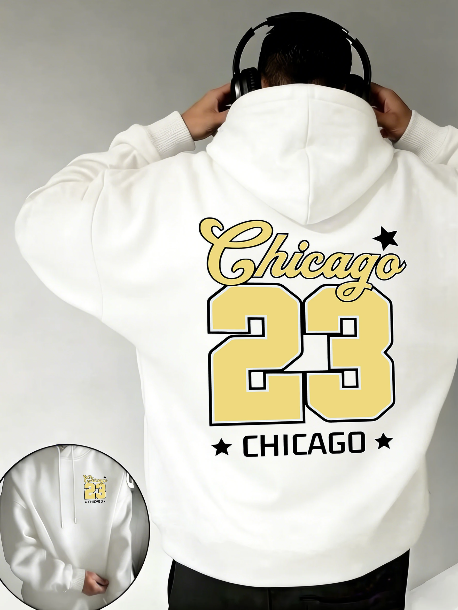 

Мужская толстовка с креативным узором Chicago Number 23, размеры S-2XL, осенние пуловеры в стиле хип-хоп, флисовые топы с карманами, универсальные повседневные топы с длинными рукавами