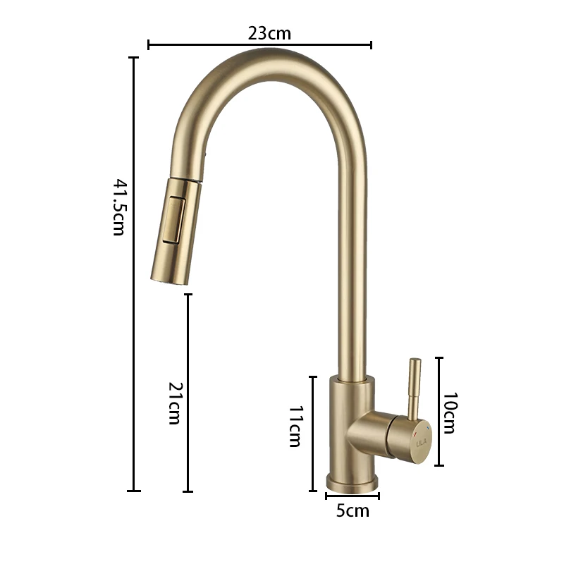 Rubinetto da cucina estraibile ULA miscelatore per acqua calda e fredda in acciaio inossidabile 2 modalità acqua rubinetto per lavello flessibile