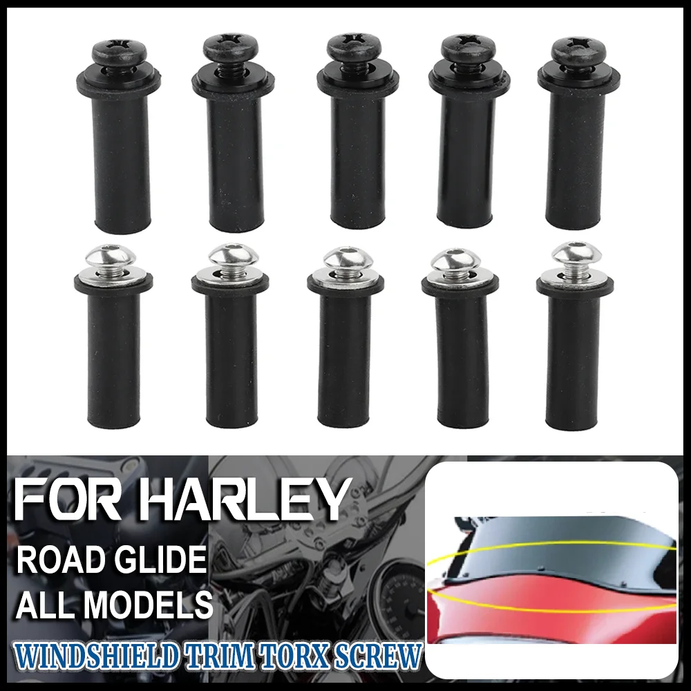 

5PCS Motorcycle Fairing Bolts Windshield Bolts Windscreen Screws Nuts Kit For Harley Road Glide All Models CVO Ultra Custom FLTR