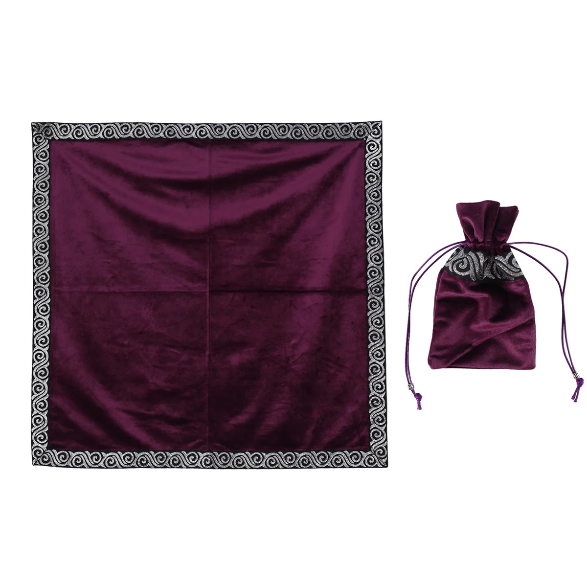 Tarot Cards Table Cloth Altar Tablecloth Velvet Divination Wicca Tapestry Tablecloth with Tarot Pouch (Purple)