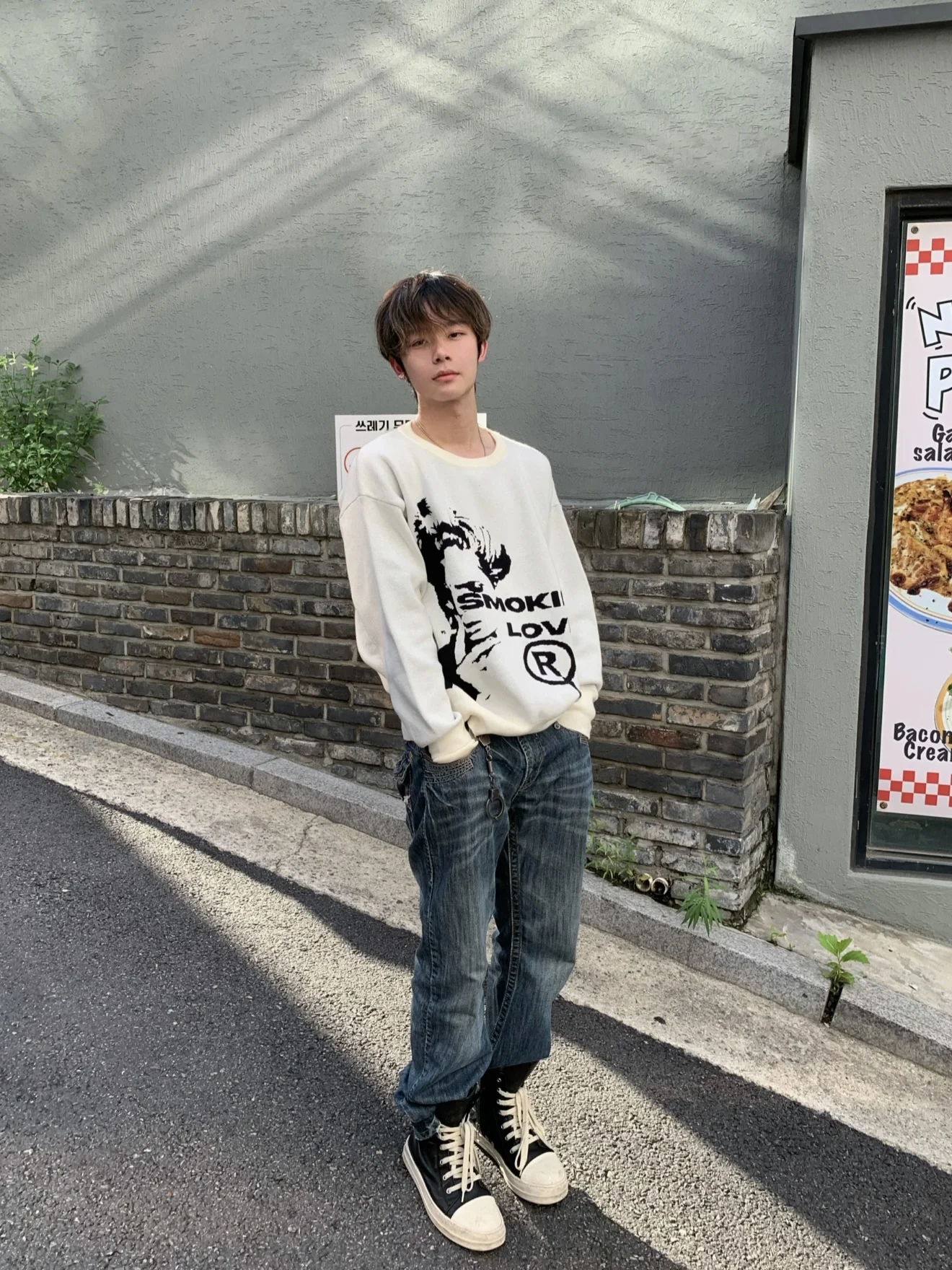 เสื้อสเวตเตอร์ถักไหมพรมสไตล์อเมริกันเรโทร ปักคำว่า “Love” สำหรับผู้ชาย ใส่สบาย ดีไซน์อเนกประสงค์ เหมาะสำหรับฤดูหนาว แขนยาว คอกลม