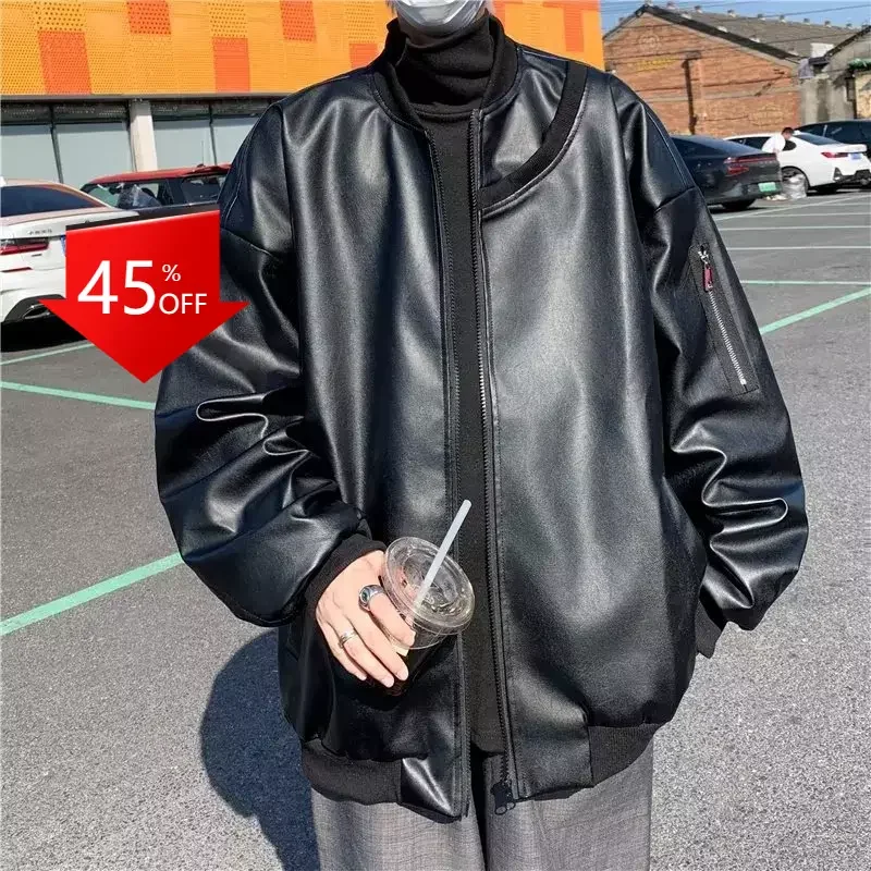 

Y2K American Style Jacket Coat Stitching Street Biker Loose Nice Top jacket mens jaqueta masculina motoqueiro men clothing