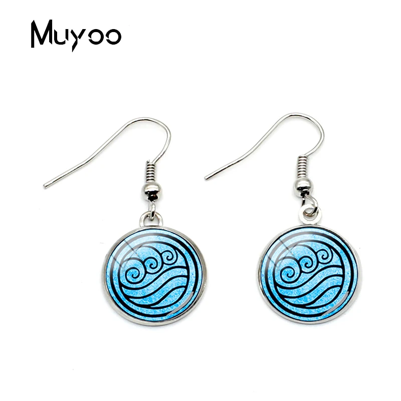 New Avatar The Last Airbender Glass Dome Round Fish Hook Earrings Kingdom Jewelry Air Nomad Fire And Water Tribe Hook Earrings