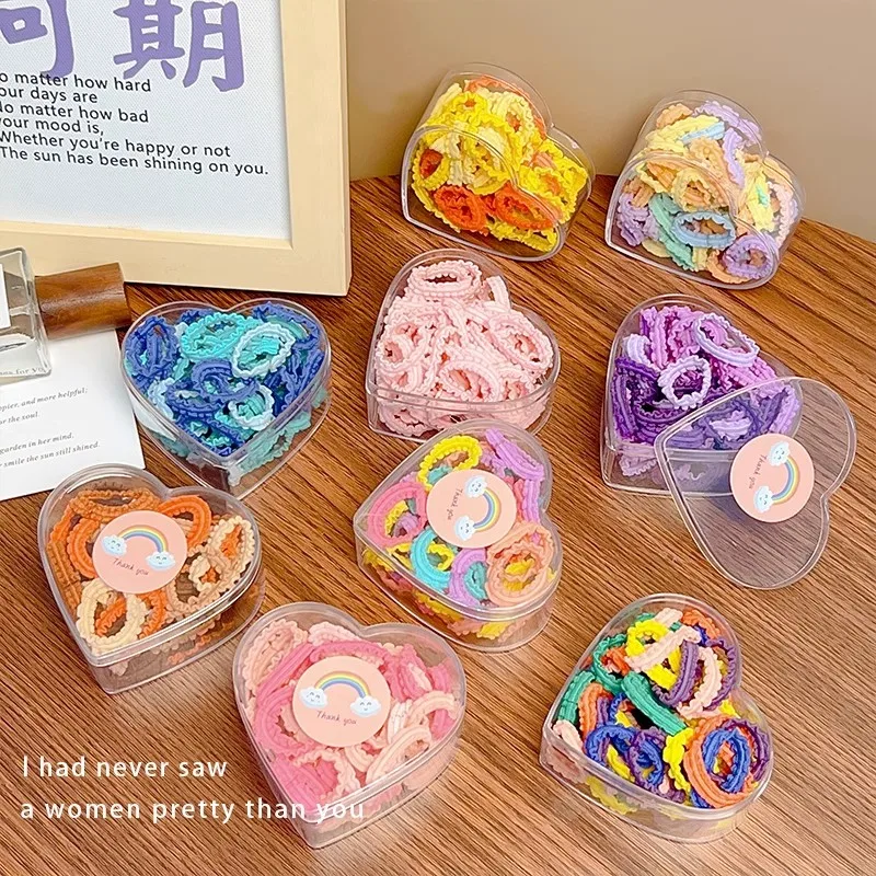 50pcs Love Box Packed Colorful Lace Hair Bands For Girls Children Lovely Hair Rope Rubber Bands Hairband Kids Hair Accessories