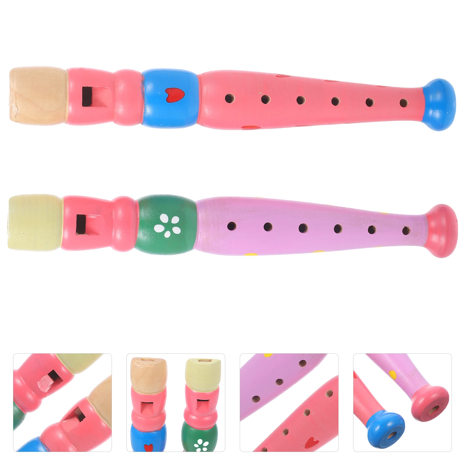 2 قطعة الناي الخشبي للأطفال الآلات الموسيقية الأطفال ضربة لعبة هدية لعيد الميلاد عيد ميلاد خفيفة الوزن الملونة الناي التدريب