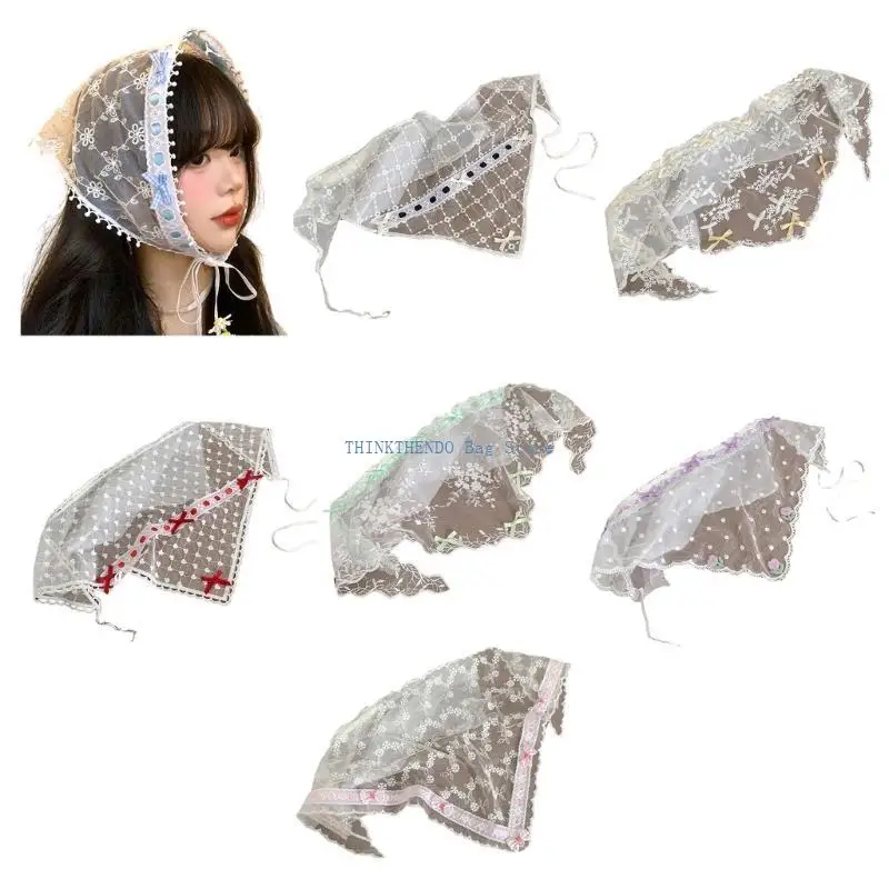 

340D Turban Lace Headscarf Hair Scarf Elegant Bandana Headdress Fun Photo Props